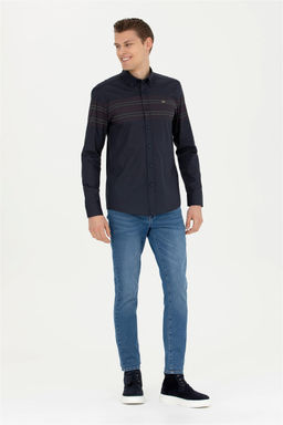 Мужская темно-синяя рубашка с длинным рукавом - U.s. polo assn фото 11