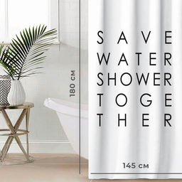 Штора для ванной «Этель» Save water, 145×180 см, полиэстер