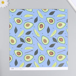 Цена за 5 шт. Бумага для скрапбукинга двусторонняя «Авокадо», плотность 180 г, 30.5×32 см