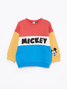 Bisiklet Yaka Uzun Kollu Mickey Mouse Bask?l? Erkek Bebek Sweatshirt - Waikiki фото 3