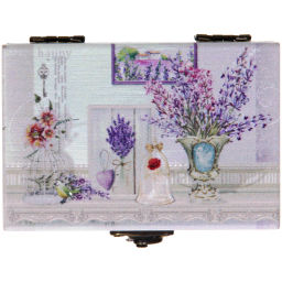 Шкатулка деревянная с зеркалом "МАРЦИПАН", утренняя сирень, 9.5*6.5*5см (в коробке)
