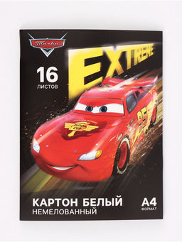 Цена за 2 шт. Картон белый, А4, 16 листов, немелованный, односторонний, в папке, 220, г/м², «Машинки»