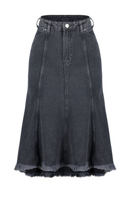 Antrasit Dikis Detayl? Asimetrik Yuksek Bel Midi Denim Etek TWOSS24ET00081 - Trendyolmilla фото 8