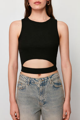 Siyah Cut Out Detayl? Bisiklet Yaka Orme Atlet TWOSS24AL00043