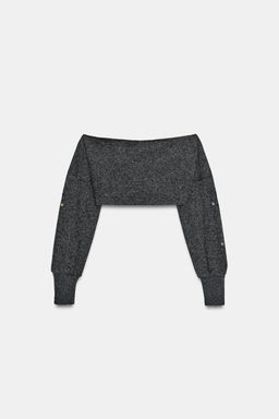 TOP CROP SOFT BOTONES / Gris antracita - Zara фото 4