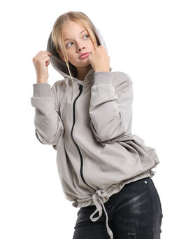 Толстовка на молнии с капюшоном 22-7640 серый - Mini maxi фото 17