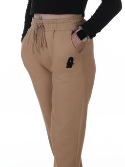 2619 BEIGE Брюки спортивные утепленные женские (85% хлопок, 10% полиэстер, 5% спандекс)