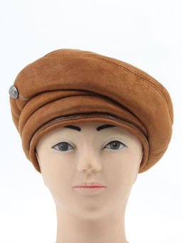 1151-1 BROWN Берет зимний женский (искусственная замша, искусственный мех)