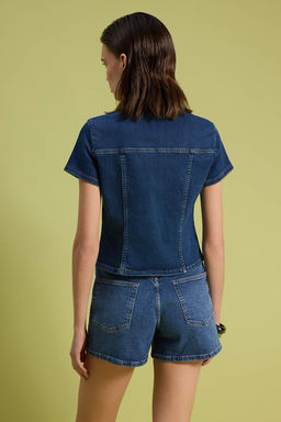 Koyu Mavi Cep Detayl? Fitted Denim Gomlek TWOSS26GO00023 - Trendyolmilla фото 4