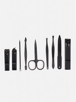 Набор маникюрный BLACK, 9 предметов, в футляре, чёрный