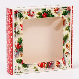 Цена за 5 шт. Коробка новогодняя подарочная складная с окном Прекрасного настроения, 13?13?3 см - UPAK LAND фото 2