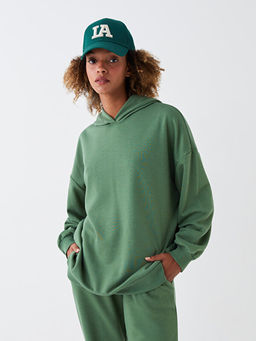 D?z Uzun Kollu Oversize Kad?n Hoodie - Waikiki фото 2