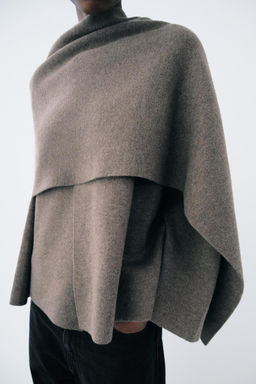SHORT KNITTED COAT WITH SCARF - Zara фото 10