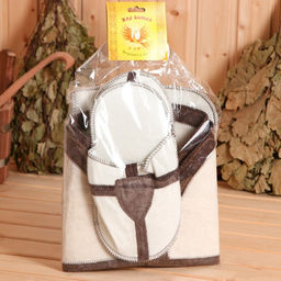 Набор подарочный 4 предмета белый Крестоносец (шапка, коврик, рукавичка,тапочки) - Simaland фото 6