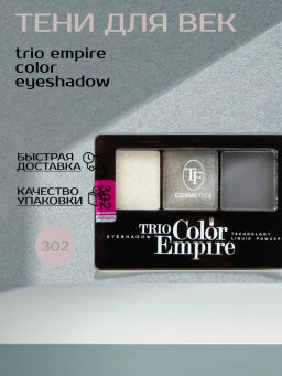 TF Тени для век Трехцветные компактные Trio Empire Color Eyeshadow тон302 графит