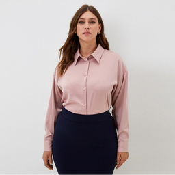 Блузка женская шелковая MIST plus-size, размер 58, цвет пыльная роза