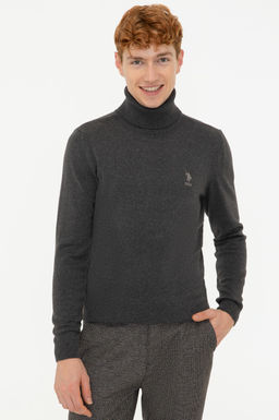 U. S. Polo Assn / Мужской базовый свитер антрацитового меланжа - U.s. polo assn фото 7