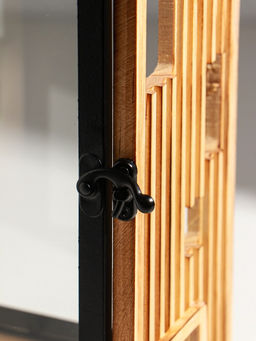 Подсвечник дерево "Дом с панорамным окном" набор 2 шт 10х15х28,5 15х20х36 см