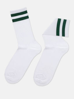 Цена за 2 пары. Носки Классические CONTE ACTIVE Хлопковые носки с яркими полосками из люрекса белый-зеленый - Conte elegant фото 5