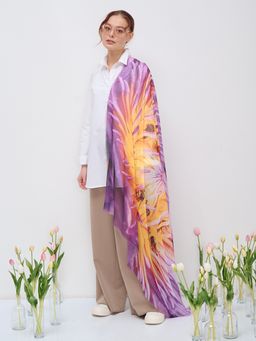 Большой, красивый двусторонний платок с рисунком в стиле арт-декои необычной текстурой ткани. - Tantino фото 6