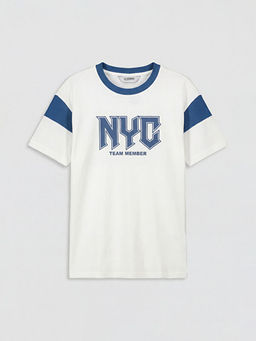 Bisiklet Yaka NYC Bask?l? Erkek ?ocuk Ti??rt