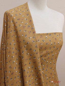 Штапель Весенние букетики на карамельно-коричневом, ш.1.43м, вискоза-100%, 110гр/м.кв - Купава фото 4