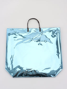 Пакет подарочный ПВХ, голография, голубой, пластиковая ручка, 44×33×12 см