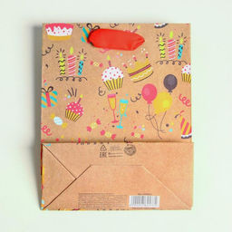 Пакет крафтовый вертикальный Happy birthday, S 12 15 5.5 см - Дарите счастье фото 4