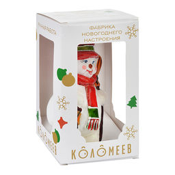 Ёлочное украшение Снеговик с фонариком зеленый,, в подарочной упаковке h-14 см - Коломеев фото 3