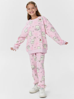 Брюки для девочек розовые с принтом - Mark formelle фото 6