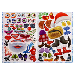 Цена за 3 шт. Новогодняя книга с наклейками, сделай своего чудика «Пампуш»