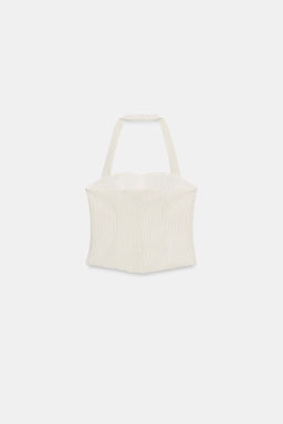 TOP CORS? HALTER RAYAS / Crudo / Marr?n - Zara фото 6