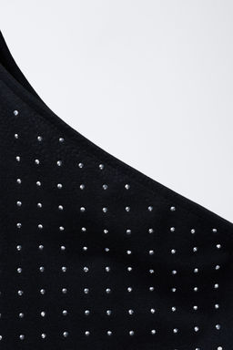 ASYMMETRIC SEAMLESS RHINESTONE T-SHIRT - Zara фото 3