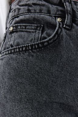 Antrasit Yuksek Bel Wide Leg Genis Paca %100 Pamuk Non-Stretch Jeans TWOSS23JE00068