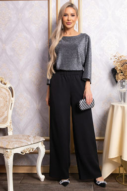 Брюки палаццо Полианна (черные/серебро) Б14828-8М