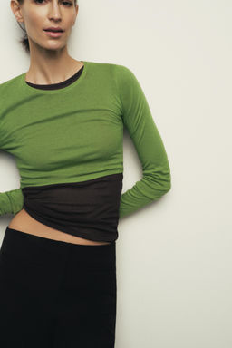 CAMISETA CROPPED SUPIMA® / Verde - Zara фото 2