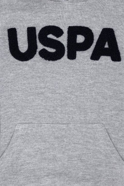 U. S. Polo Assn / Детская серая меланжевая базовая толстовка с капюшоном - U.s. polo assn фото 4
