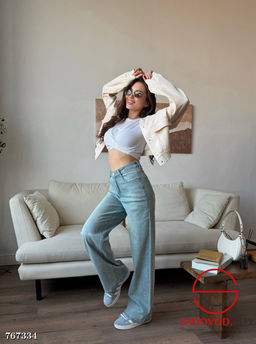 Женские широкие джинсы со стразами - Bruno фото 3