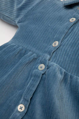 Вельветовое платье с длинными рукавами для маленьких девочек - Defacto фото 3