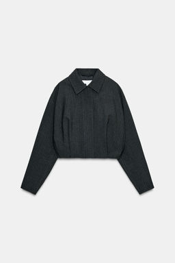 SHORT PINSTRIPE BALLOON BOMBER JACKET - Zara фото 6