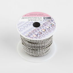 Стразы термоклеевые, d=2×7 мм, 4.5±0.5 м, цвет серебряный