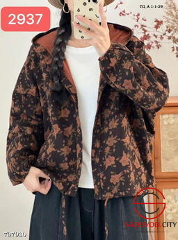 Женский жакет из хлопка с капюшоном и цветочным принтом - Bruno фото 7