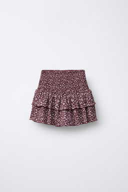 COTTON GAUZE FLORAL BERMUDA SKORT