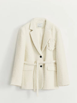 Буклированный шерстяной жакет с брошью / Zarina  фото 10