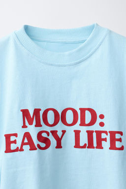 CAMISETA TEXTO FRUNCIDO / Azul claro - Zara фото 3