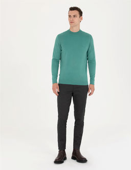 Mint Regular Fit Bato Yaka Y_n Kar___ml_ Basic Triko Kazak