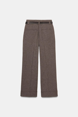 HERRINGBONE TROUSERS WITH BELT - Zara фото 7