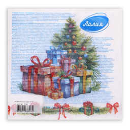 Цена за 2 шт. Салфетки бумажные Лилия Новогодние подарки, 2 слоя, 33?33 см, 20 шт.