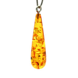 Подвеска Капля из янтаря 10*36мм цвет медовый