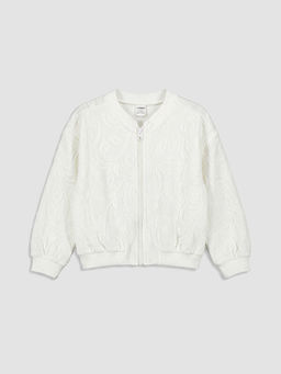 Bisiklet Yaka Desenli K?z ?ocuk Fermuarl? Sweatshirt